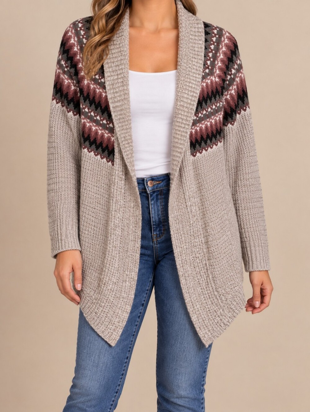 Say What? USA Made Fair Isle Aztec Knit Cardigan Sweater S Boho